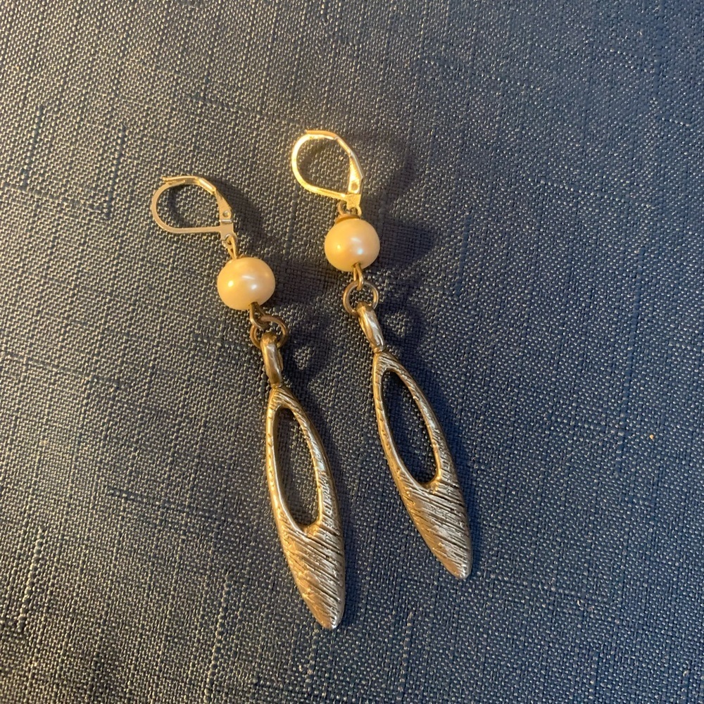 Stamped 925 Israel Earrings with Fresh Water Pearl